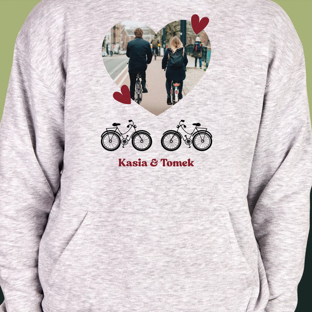 Zdjęcie I Podpis: Rowerowa Para - Bluza Męska z Kapturem