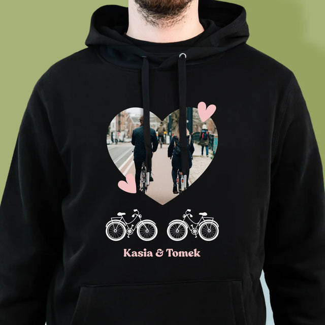 Zdjęcie I Podpis: Rowerowa Para - Bluza Męska z Kapturem