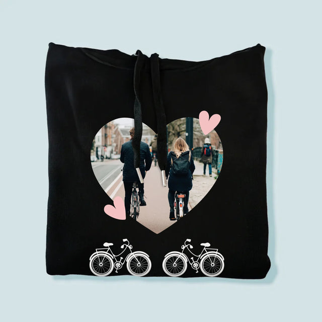 Zdjęcie I Podpis: Rowerowa Para - Bluza Męska z Kapturem