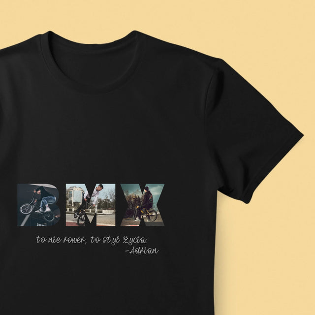 Słowo Ze Zdjęć: Bmx - Koszulka Męska z Nadrukiem