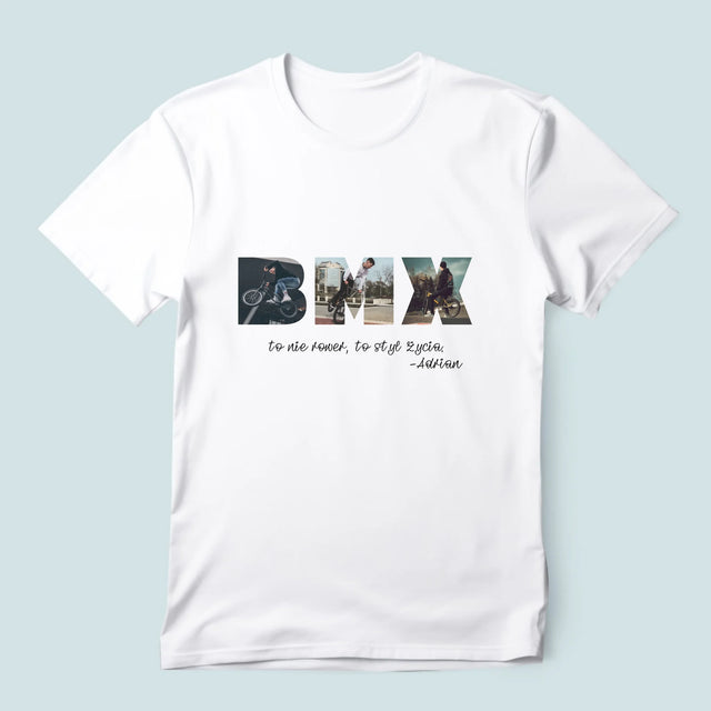 Słowo Ze Zdjęć: Bmx - Koszulka Męska z Nadrukiem