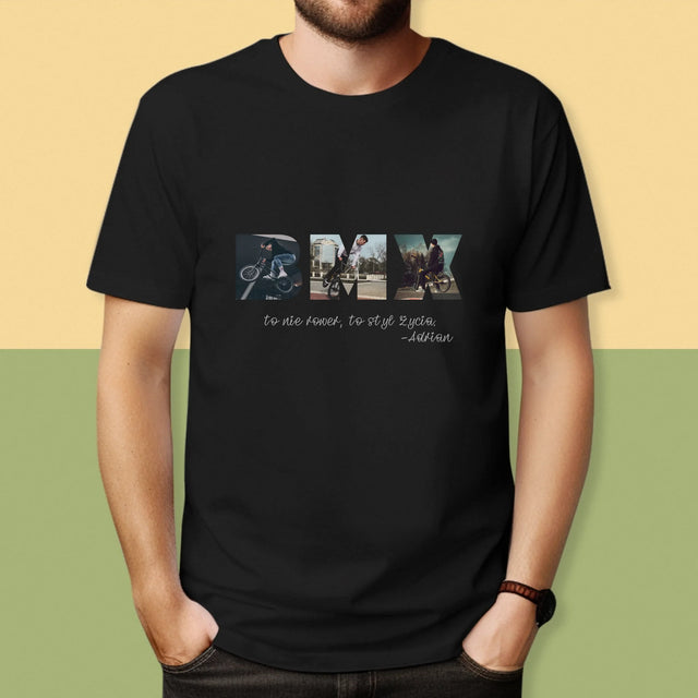 Słowo Ze Zdjęć: Bmx - Koszulka Męska z Nadrukiem