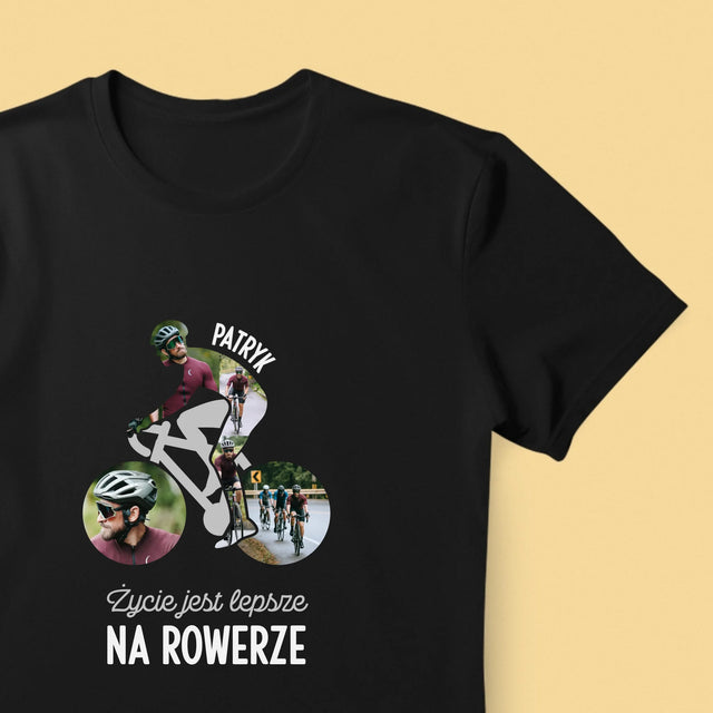 Kształt Ze Zdjęć: Życie Jest Lepsze Na Rowerze - Koszulka Męska z Nadrukiem