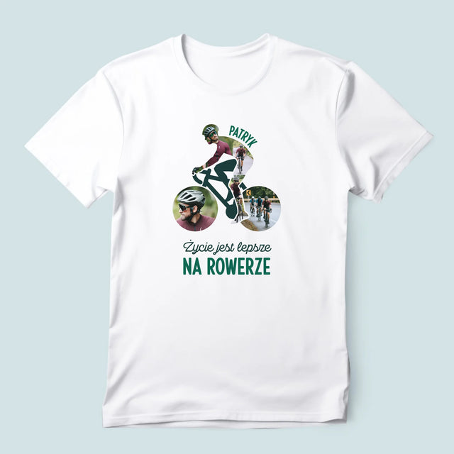 Kształt Ze Zdjęć: Życie Jest Lepsze Na Rowerze - Koszulka Męska z Nadrukiem