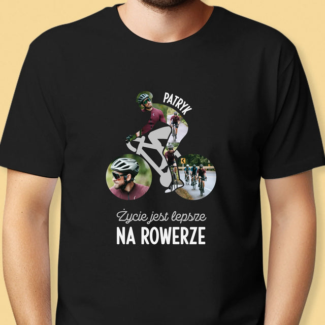 Kształt Ze Zdjęć: Życie Jest Lepsze Na Rowerze - Koszulka Męska z Nadrukiem