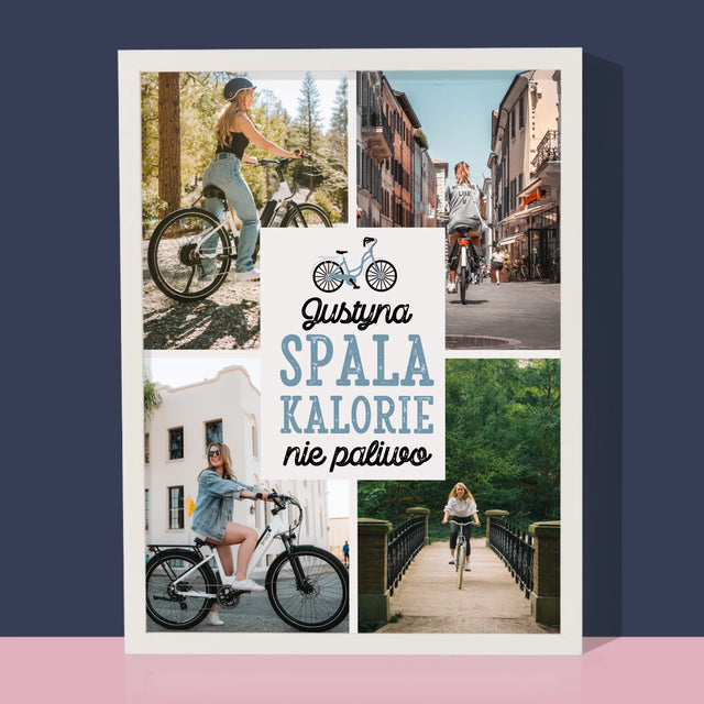 Fotokolaż: Spala Kalorie, Nie Paliwo - Wydruk Obramowany