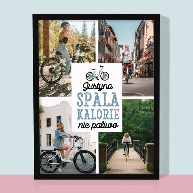 Fotokolaż: Spala Kalorie, Nie Paliwo - Wydruk Obramowany