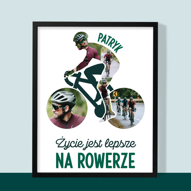 Kształt Ze Zdjęć: Życie Jest Lepsze Na Rowerze - Wydruk Obramowany