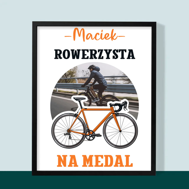 Zdjęcie I Podpis: Rowerzysta Na Medal - Wydruk Obramowany