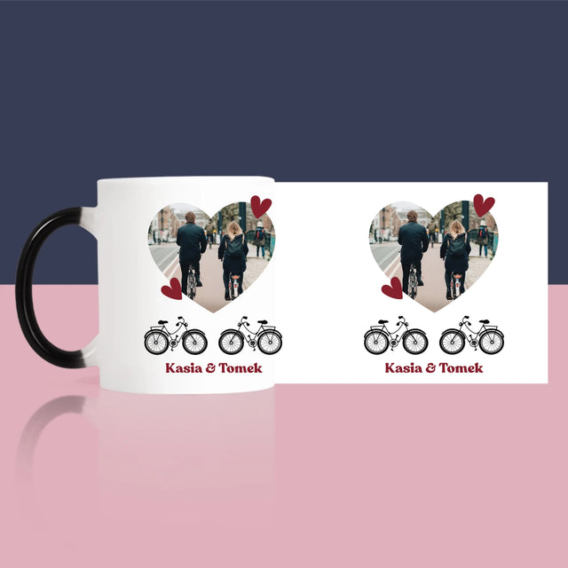 Zdjęcie I Podpis: Rowerowa Para - Kubek z Nadrukiem