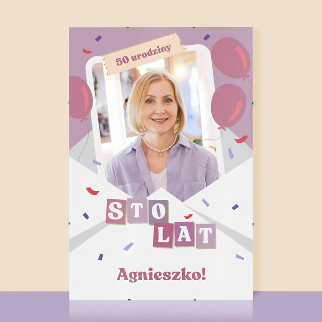 Zdjęcie I Podpis: 50 Urodziny Balony - Personalizowany Plakat
