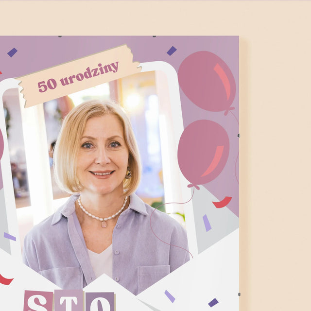 Zdjęcie I Podpis: 50 Urodziny Balony - Personalizowany Plakat
