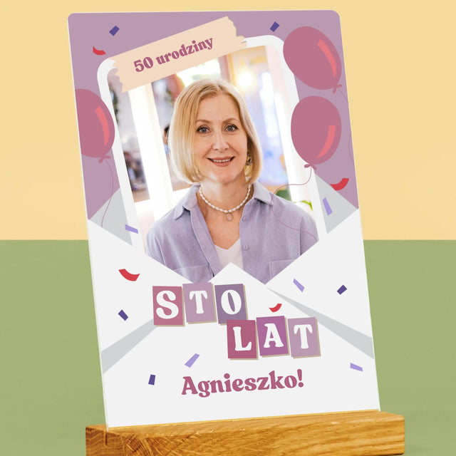 Zdjęcie I Podpis: 50 Urodziny Balony - Wydruk Na Szkle Akrylowym