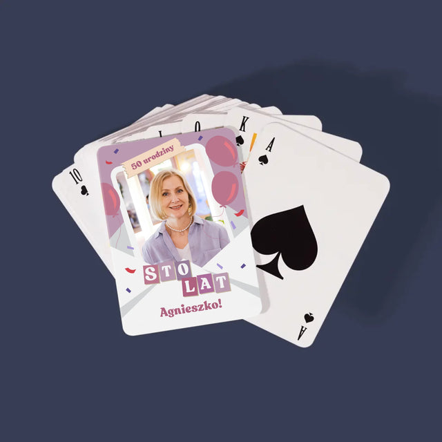 Zdjęcie I Podpis: 50 Urodziny Balony - Karty Do Gry