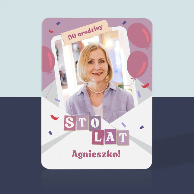 Zdjęcie I Podpis: 50 Urodziny Balony - Karty Do Gry