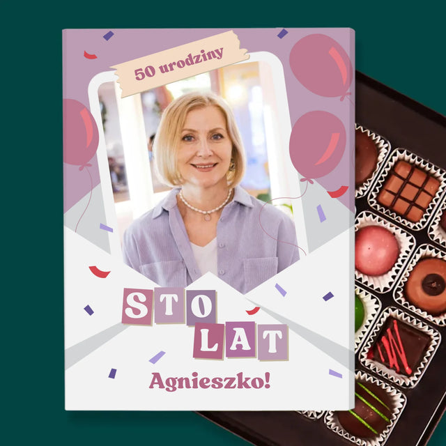 Zdjęcie I Podpis: 50 Urodziny Balony - Personalizowane Praliny