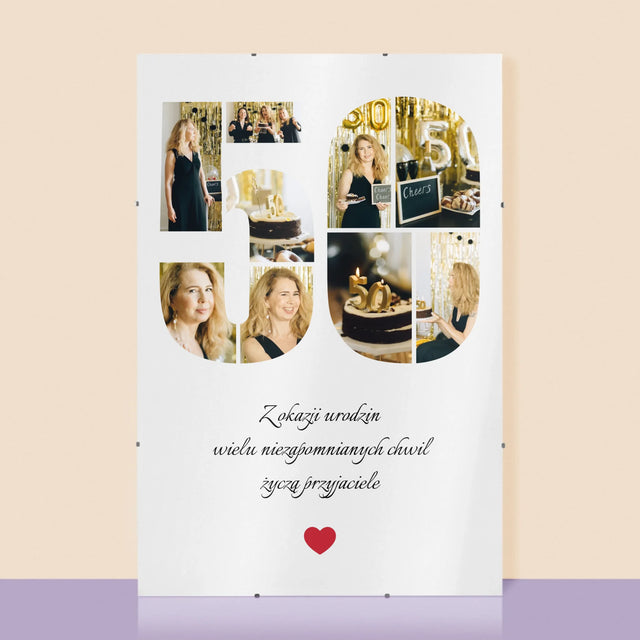 Kształt Ze Zdjęć: 50 Urodziny Życzenia - Personalizowany Plakat