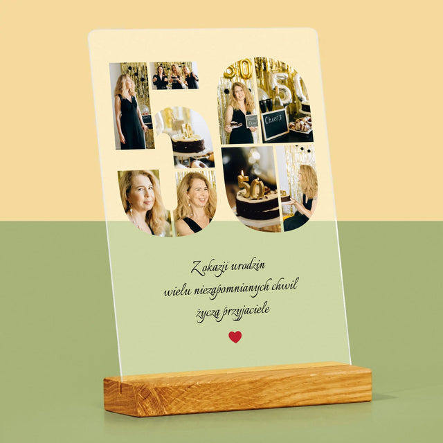 Kształt Ze Zdjęć: 50 Urodziny Życzenia - Wydruk Na Szkle Akrylowym
