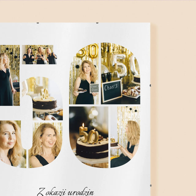 Kształt Ze Zdjęć: 50 Urodziny Życzenia - Personalizowany Plakat