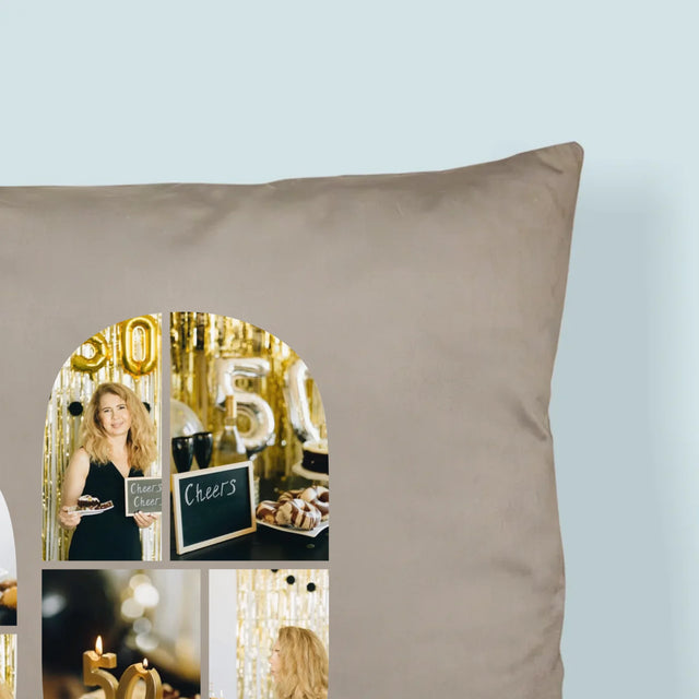 Kształt Ze Zdjęć: 50 Urodziny Życzenia - Poduszka z Nadrukiem