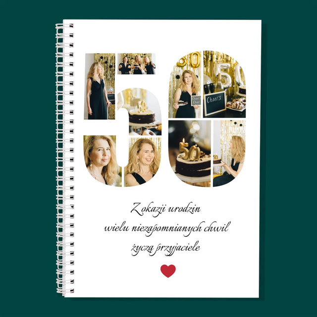 Kształt Ze Zdjęć: 50 Urodziny Życzenia - Planer Dzienny z Nadrukiem
