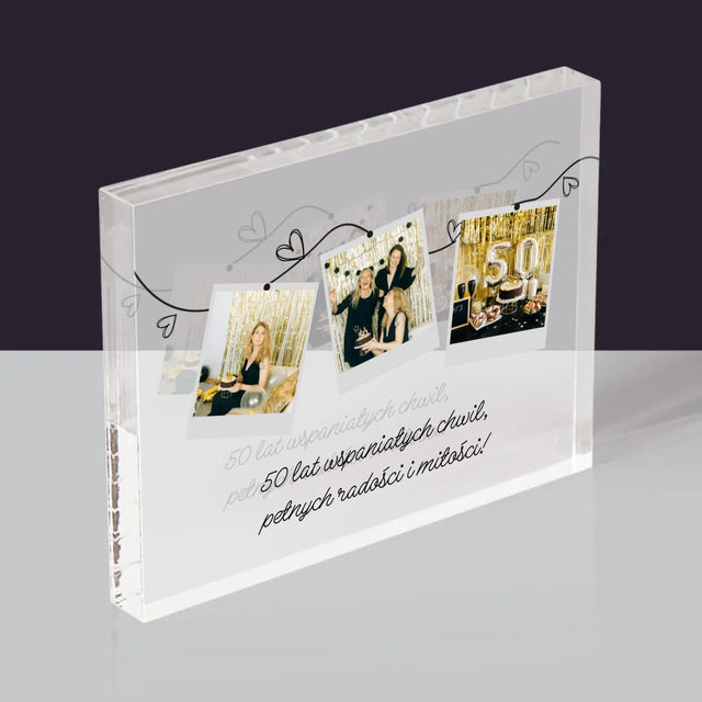 Fotokolaż: 50 Lat Wspaniałych Chwil - Blok Akrylowy z Nadrukiem (Poziom)