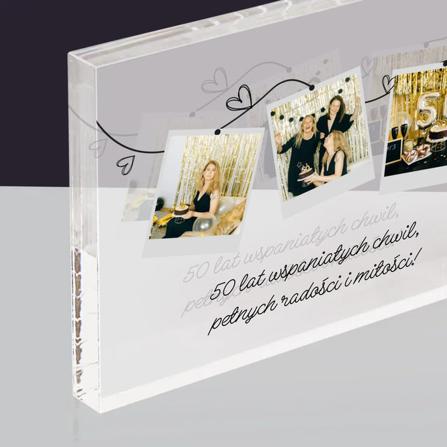 Fotokolaż: 50 Lat Wspaniałych Chwil - Blok Akrylowy z Nadrukiem (Poziom)