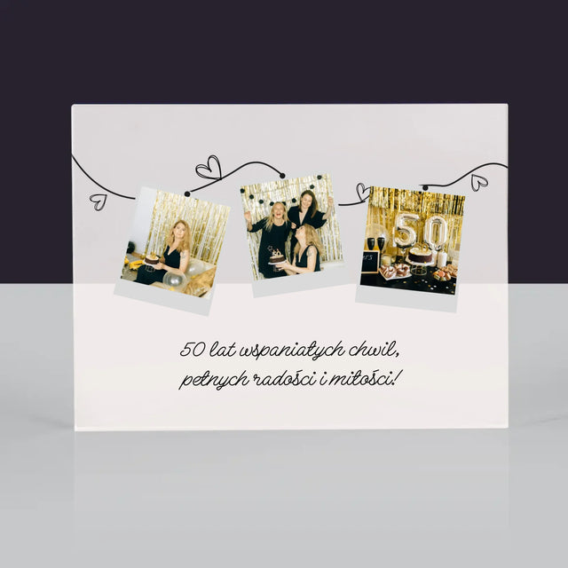 Fotokolaż: 50 Lat Wspaniałych Chwil - Blok Akrylowy z Nadrukiem (Poziom)