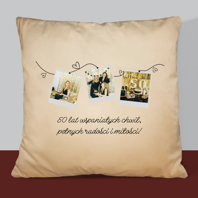 Fotokolaż: 50 Lat Wspaniałych Chwil - Poduszka z Nadrukiem