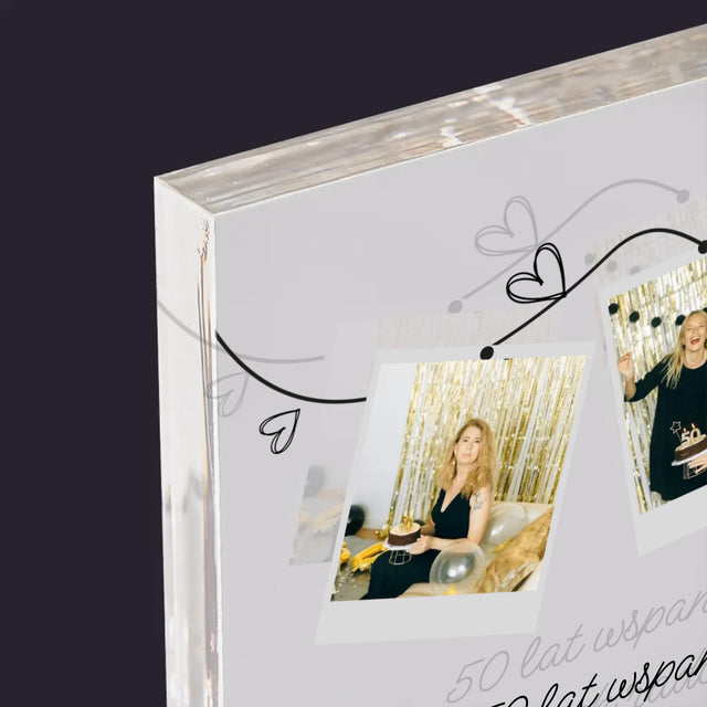 Fotokolaż: 50 Lat Wspaniałych Chwil - Blok Akrylowy z Nadrukiem (Poziom)