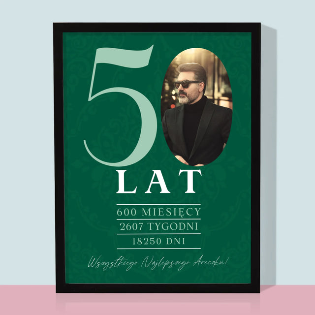 Zdjęcie I Podpis: 50 Lat Odliczanie - Wydruk Obramowany