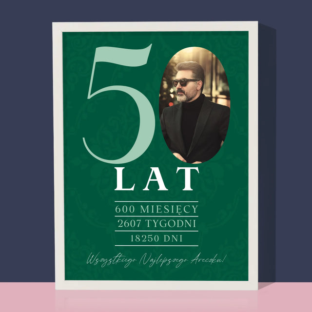 Zdjęcie I Podpis: 50 Lat Odliczanie - Wydruk Obramowany