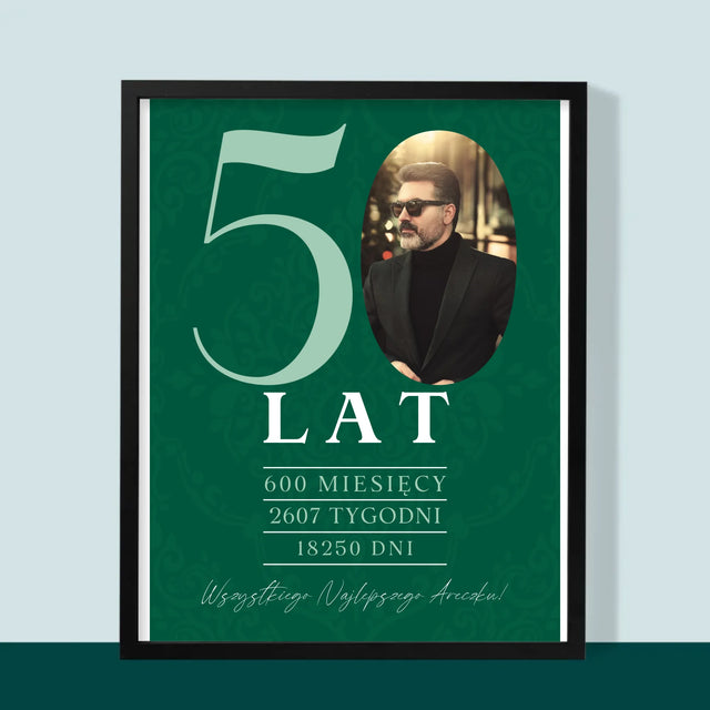 Zdjęcie I Podpis: 50 Lat Odliczanie - Wydruk Obramowany