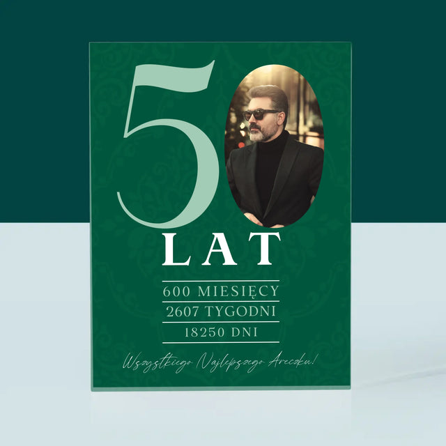 Zdjęcie I Podpis: 50 Lat Odliczanie - Blok Akrylowy z Nadrukiem