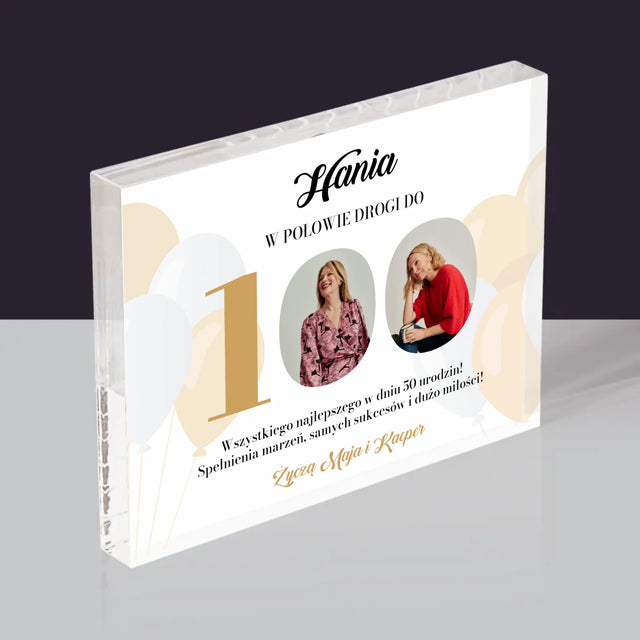 Fotokolaż: W Połowie Drogi Do 100 - Blok Akrylowy z Nadrukiem (Poziom)