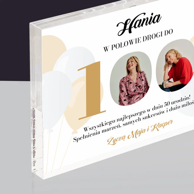 Fotokolaż: W Połowie Drogi Do 100 - Blok Akrylowy z Nadrukiem (Poziom)