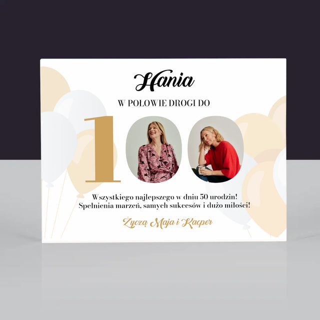 Fotokolaż: W Połowie Drogi Do 100 - Blok Akrylowy z Nadrukiem (Poziom)