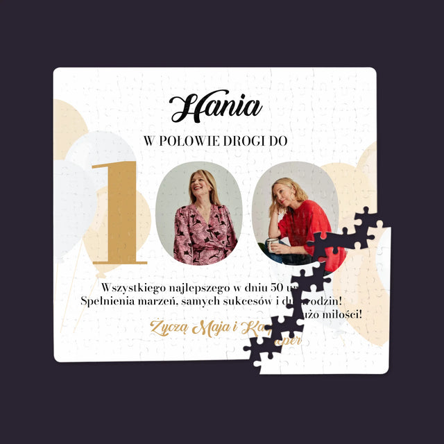Fotokolaż: W Połowie Drogi Do 100 - Personalizowane Puzzle