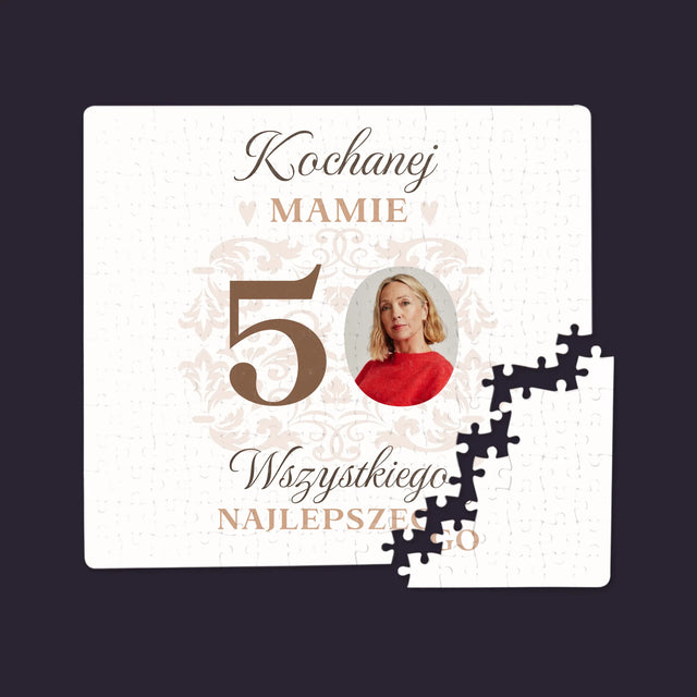 Zdjęcie I Podpis: Kochanej Mamie Z Okazji 50 Urodzin - Personalizowane Puzzle