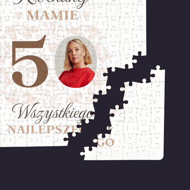 Zdjęcie I Podpis: Kochanej Mamie Z Okazji 50 Urodzin - Personalizowane Puzzle