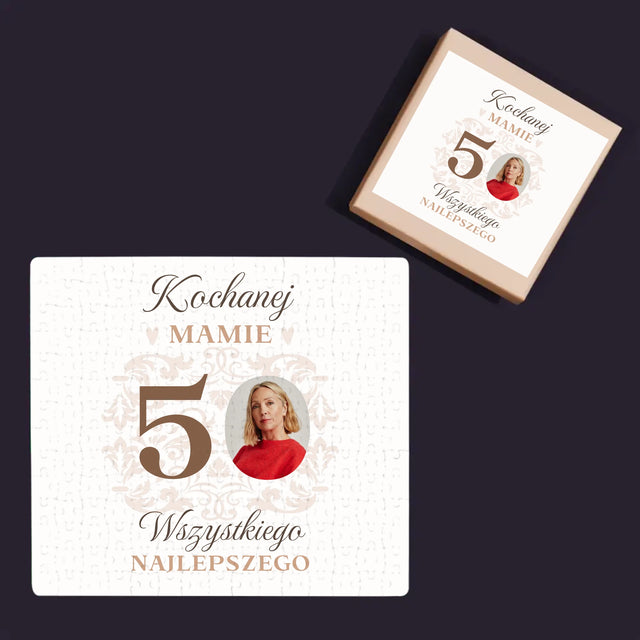 Zdjęcie I Podpis: Kochanej Mamie Z Okazji 50 Urodzin - Personalizowane Puzzle