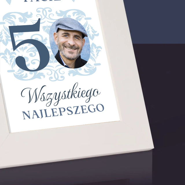 Zdjęcie I Podpis: Kochanemu Tacie Z Okazji 50 Urodzin - Ramka Na Zdjęcie