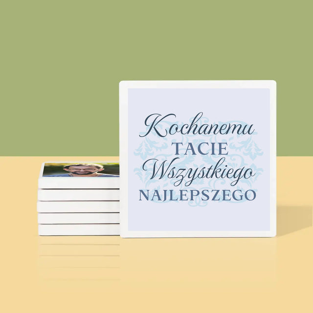 Zdjęcie I Podpis: Kochanemu Tacie Z Okazji 50 Urodzin - Podkładki Pod Kubki