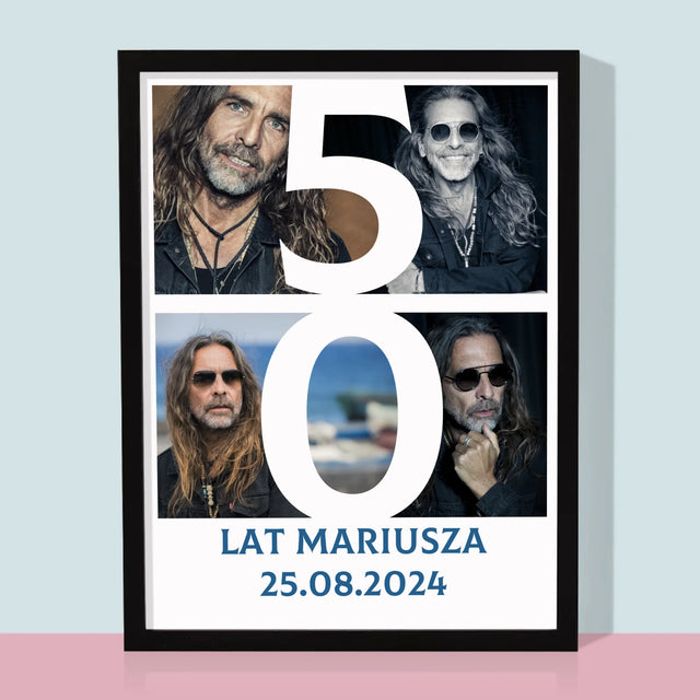 Fotokolaż: 50 Lat Cyfra Zdjęcia - Wydruk Obramowany