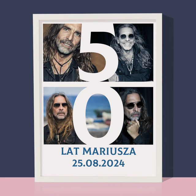 Fotokolaż: 50 Lat Cyfra Zdjęcia - Wydruk Obramowany