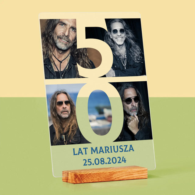 Fotokolaż: 50 Lat Cyfra Zdjęcia - Wydruk Na Szkle Akrylowym