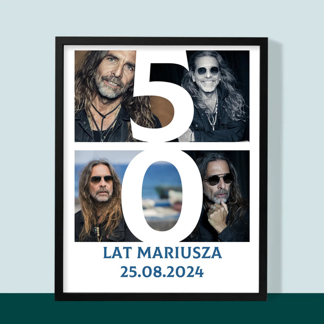 Fotokolaż: 50 Lat Cyfra Zdjęcia - Wydruk Obramowany