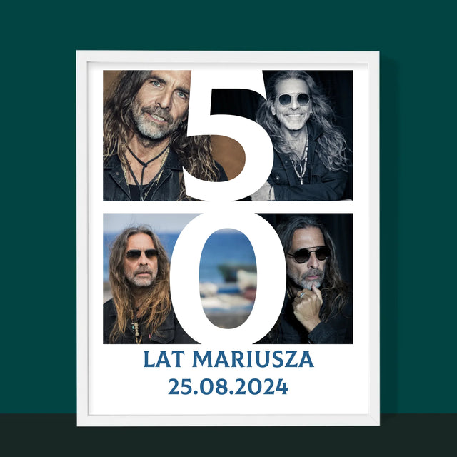 Fotokolaż: 50 Lat Cyfra Zdjęcia - Wydruk Obramowany