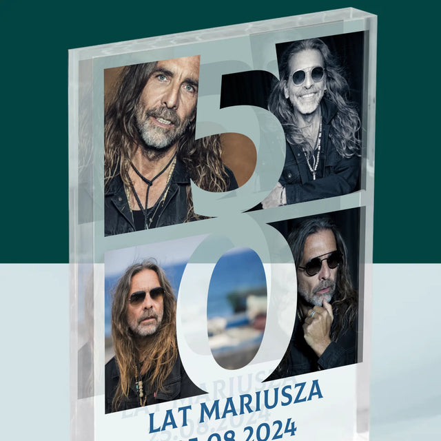 Fotokolaż: 50 Lat Cyfra Zdjęcia - Blok Akrylowy z Nadrukiem