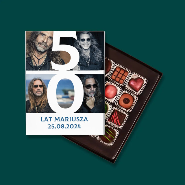 Fotokolaż: 50 Lat Cyfra Zdjęcia - Personalizowane Praliny